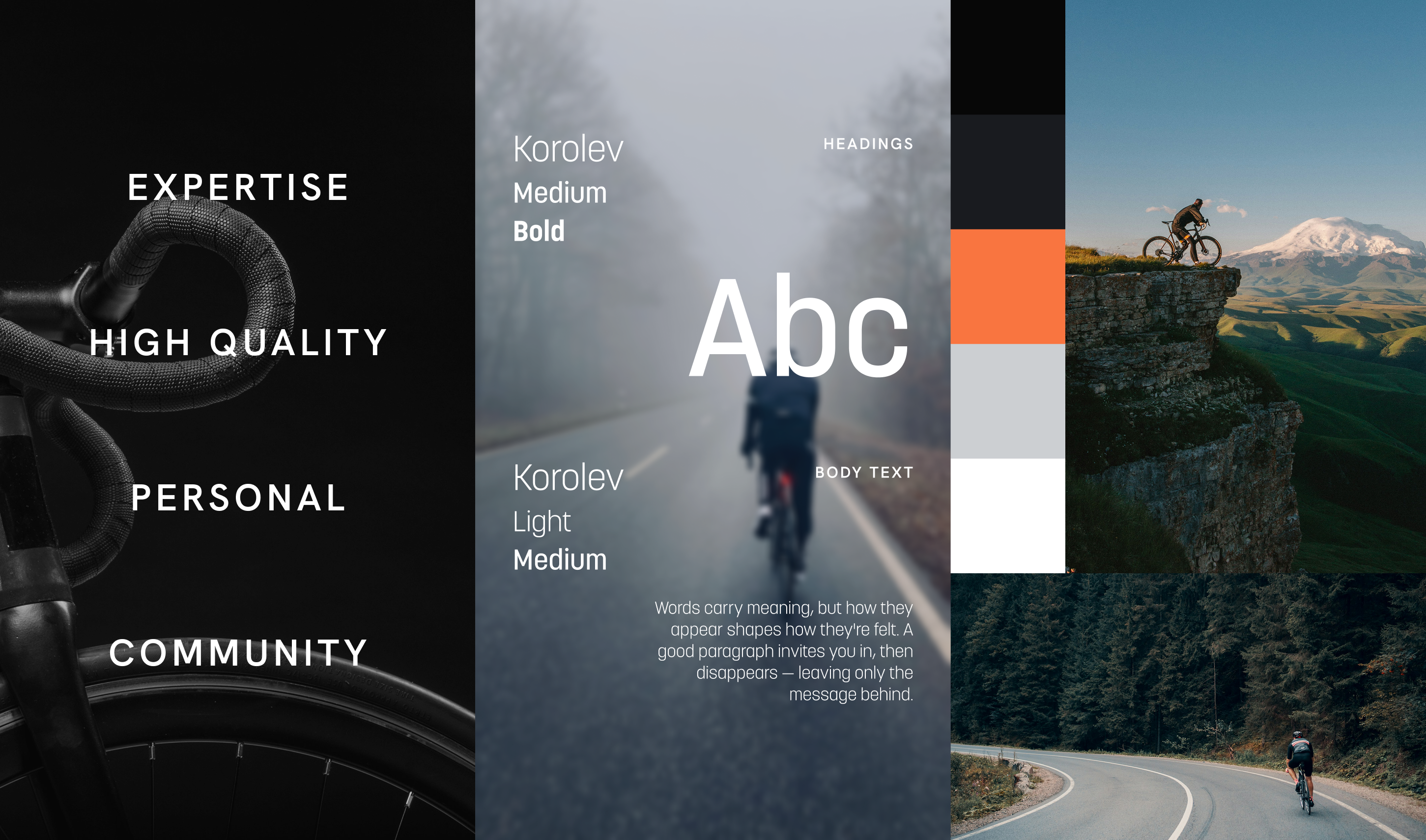 Moodboard featuring fonts, colours and styles for the project.